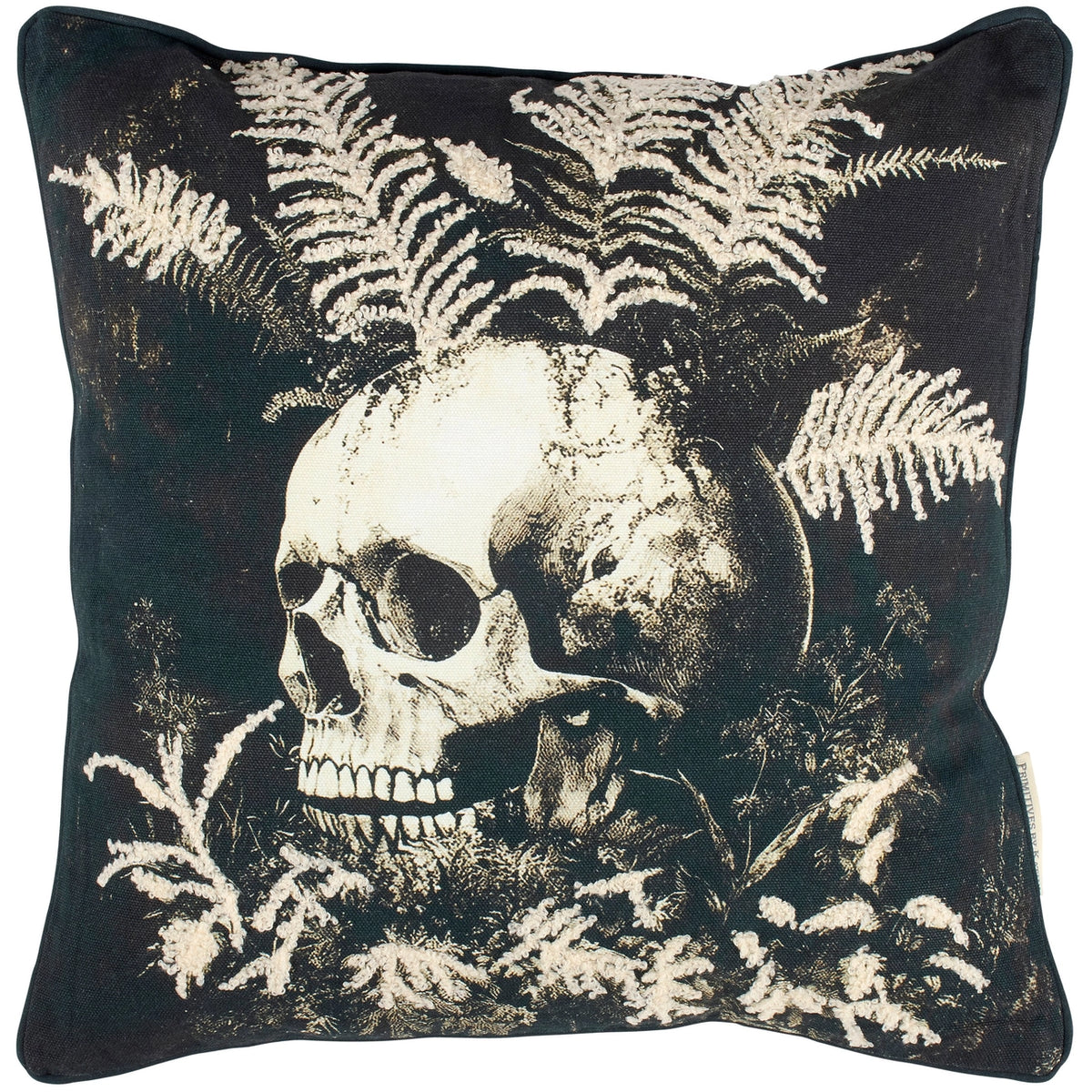 Dark Plant Skull Halloween Decorative Pillow – 14"