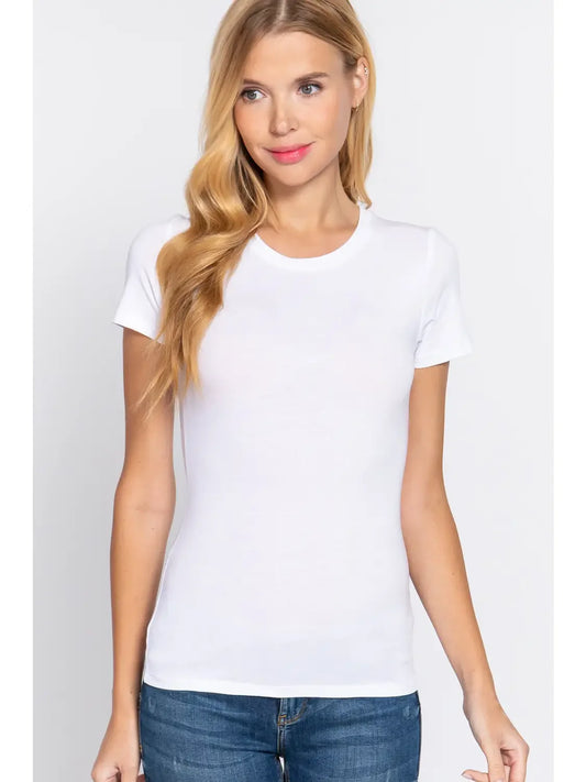 Crew Neck Basic Tee - White