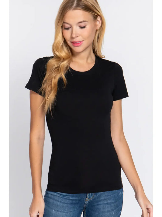 Crew Neck Basic Tee - Black
