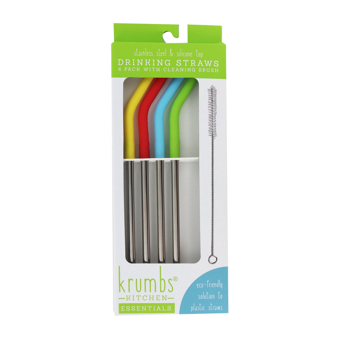 Krumbs Kitchen Stainless Steel Reusable Straw Set (4-Pack)