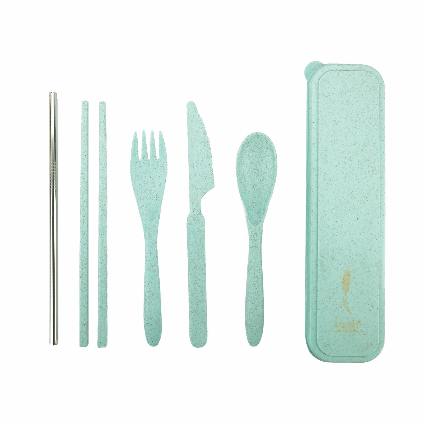 Krumbs Kitchen Wheat Straw On-The-Go Utensil Set