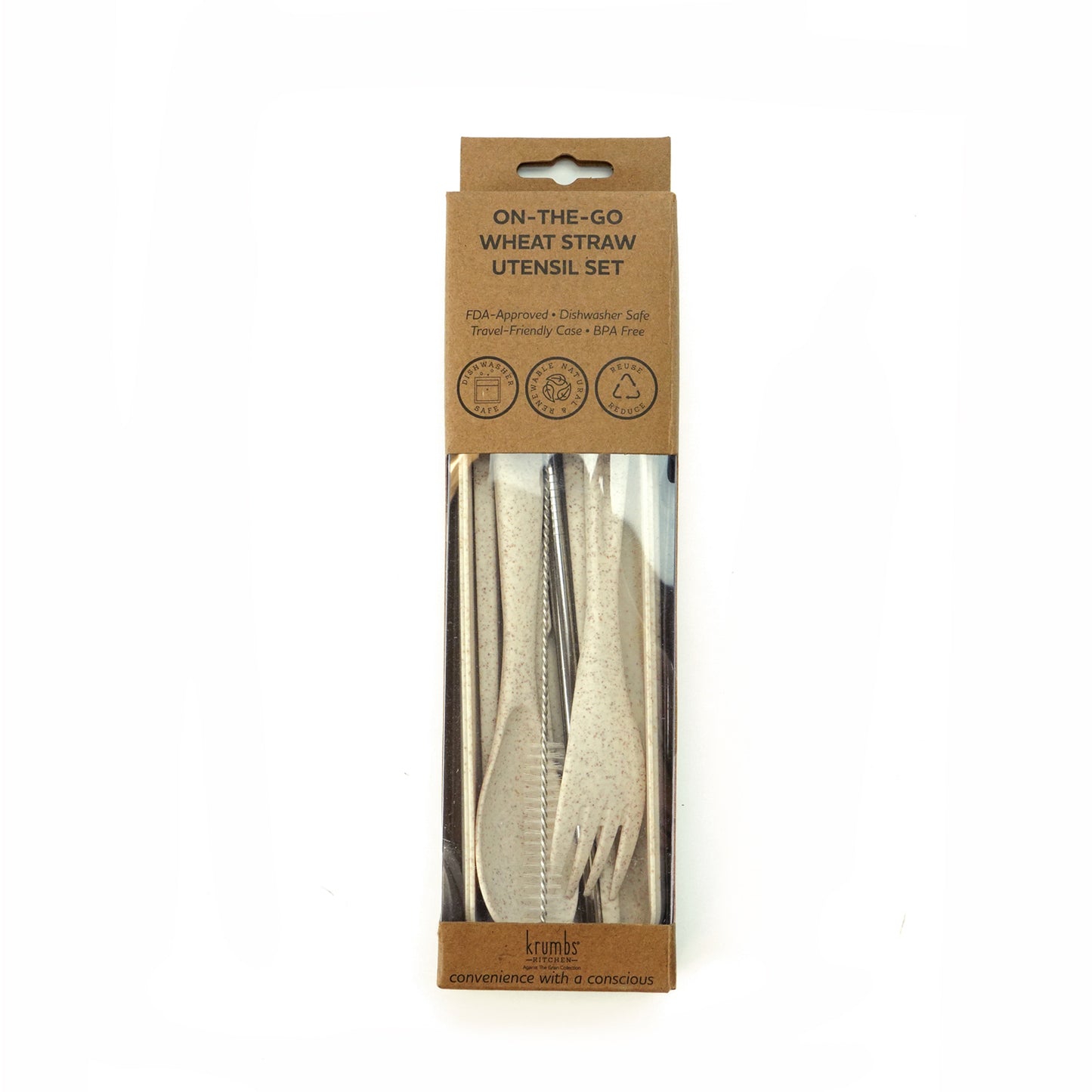 Krumbs Kitchen Wheat Straw On-The-Go Utensil Set