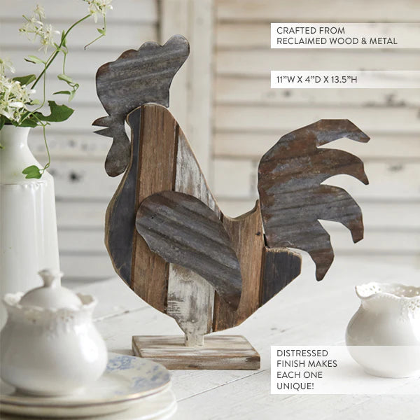 Reclaimed Wood Rooster Décor