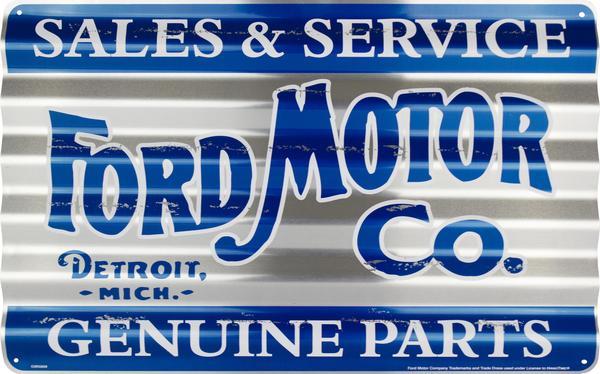 Ford Motor Co Sales & Service Corrugated Metal Wall Sign