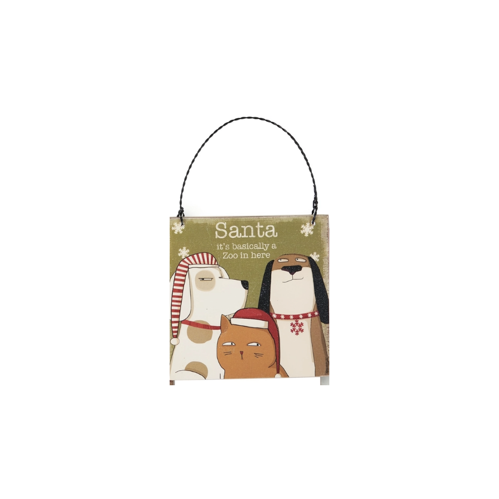 Santa's Zoo Wooden Christmas Ornament – Funny Pet Decor